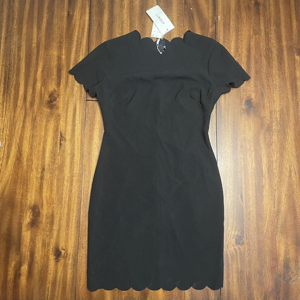 Likely Dress Scallop Manhattan Black Mini Dress Women Size 8 NWT $178 MSRP
